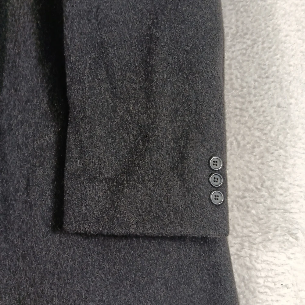 Vintage Nino Cerruti Coat Men’s 48r Gray Wool Cashmere Long Overcoat Peacoat